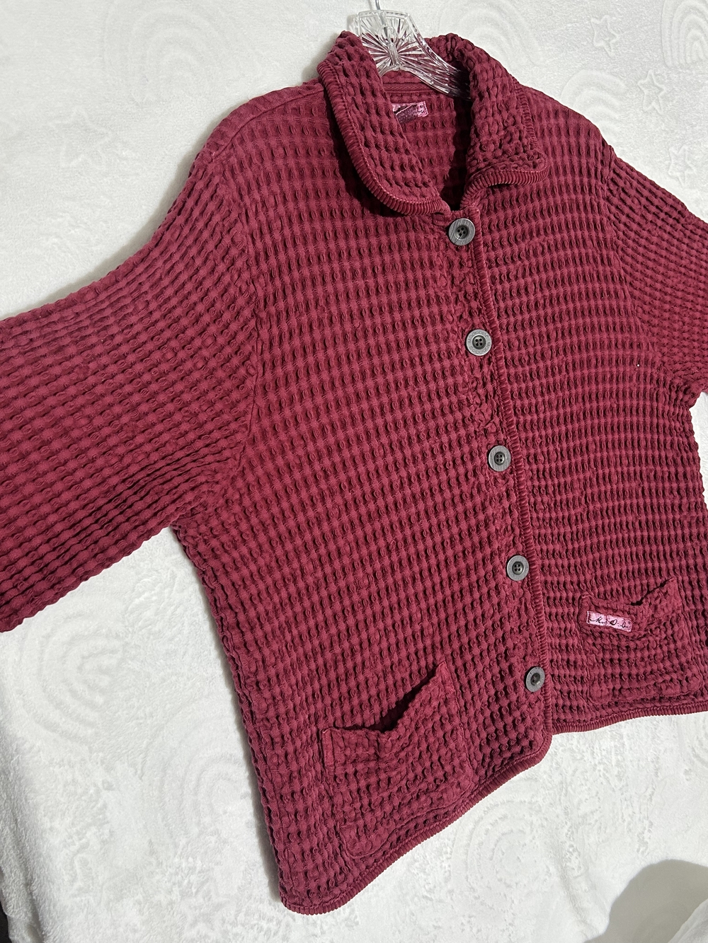 Women’s Textured Button-Front Cardigan Sweater - Deep Berry